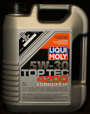 5 Liter Liqui Moly TOP TEC 4200  5W-30 VW Longlife-3  5W30 Motoröl BMW LL-04