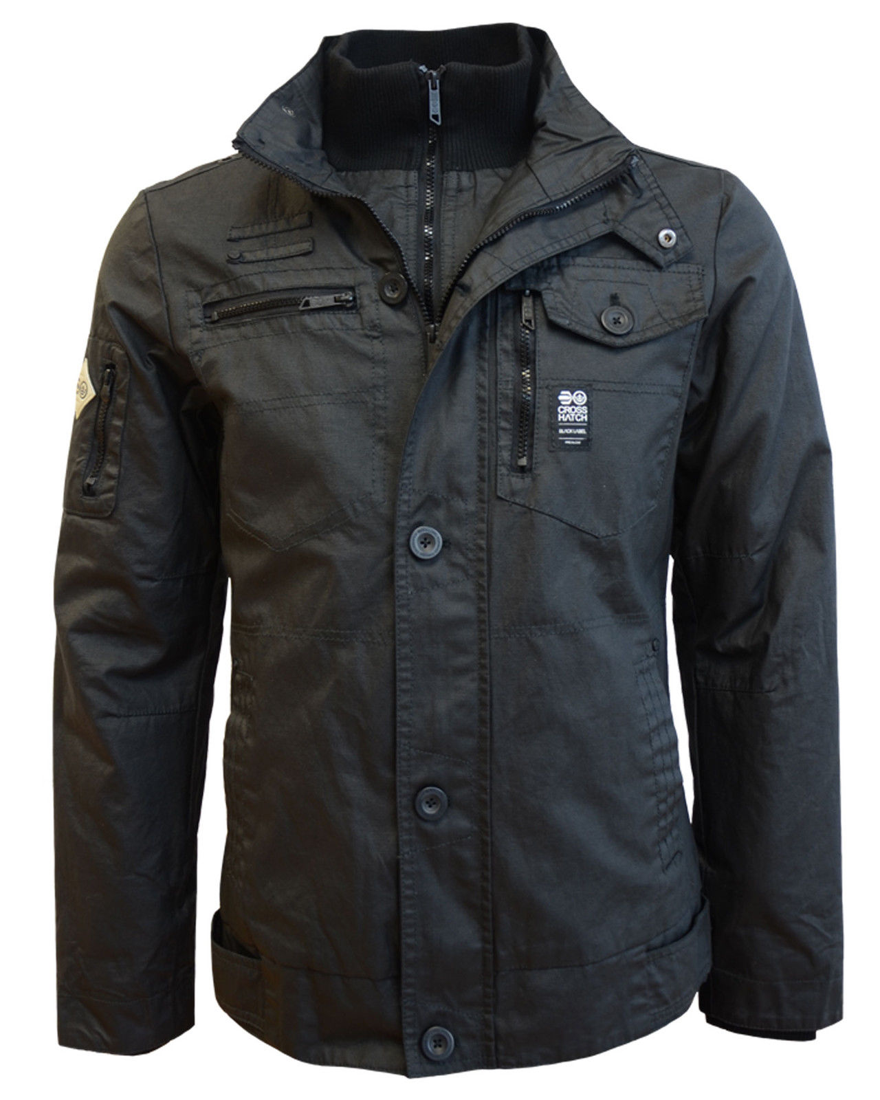 NEW Mens Crosshatch Double Zip Padded Winter Coat Casual Windbreaker Jacket