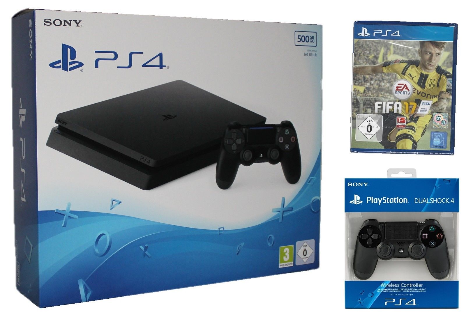 PlayStation 4 - Konsole PS4 Slim  500GB + FIFA 17   + 2. Sony Controller 