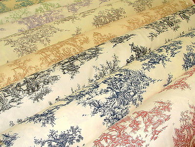 French Toile de Jouy 100% Cotton Designer Upholstery Curtain Shabby Chic Fabric