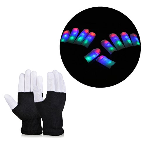 Vbiger LED Handschuhe RGB LED Beleuchtung Handschuhe Licht Handschuhe für Unisex Weihnachten Party
