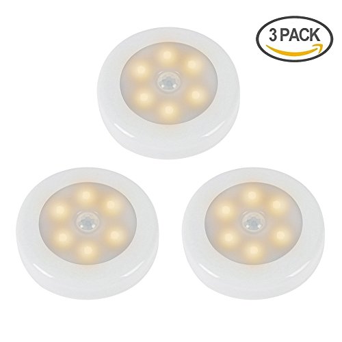 ZEEFO 3 Pack LED-Nachtlichter mit Bewegung aktivierte Sensor-Licht, batteriebetriebene LED-Nachtlicht -Stick auf dem Flur, Wandschrank , Treppen, Badezimmer, Schlafzimmer, Küche, Kinderzimmer, und überall Wandlampe , Safe für Kinder, Senioren mit kostenlo