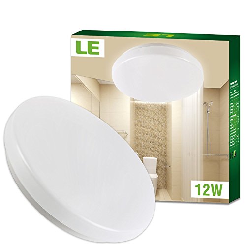 LE 12W Ø28cm Warmweiße LED Feuchtraum Deckenleuchte, wasserdicht IP44, Ersatz für 100W Glühbirne, 950lm, 3000K, 120° Abstrahlwinkel, LED Deckenlampe für Badezimmer