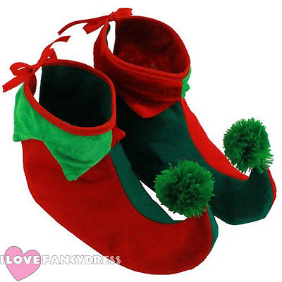 ADULT ELF BOOTS PIXIE SHOES CHRISTMAS FANCY DRESS COSTUME ACCESSORY GNOME XMAS