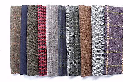 100% Pure Wool Tweed Remnants Offcuts Patchwork Rag Rug Crafts 10 Large Pieces