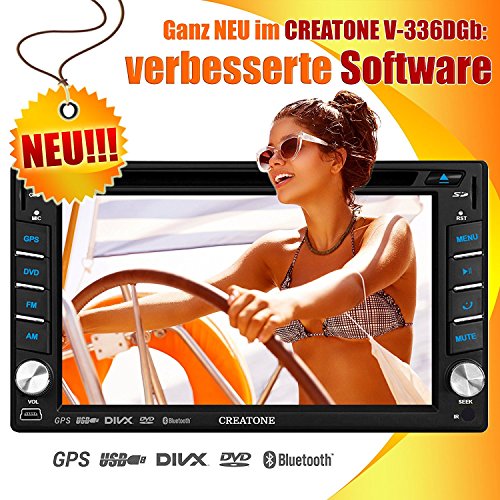 2DIN Autoradio CREATONE V-336DGb mit GPS Navigation (Europa), Bluetooth, Touchscreen, DVD-Player und USB/SD-Funktion