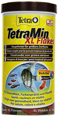 TetraMin XL Flakes (Hauptfutter für alle Zierfische mit größerem Maul in Flockenform, plus Präbiotika für verbesserte Körperfunktionen und Futterverwertung), 1 Liter Dose