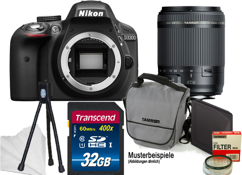 Nikon D3300 +Tamron AF18-200mm VC Stabilizer inkl. 32GB,Tasche,etc.+Zubehörpaket