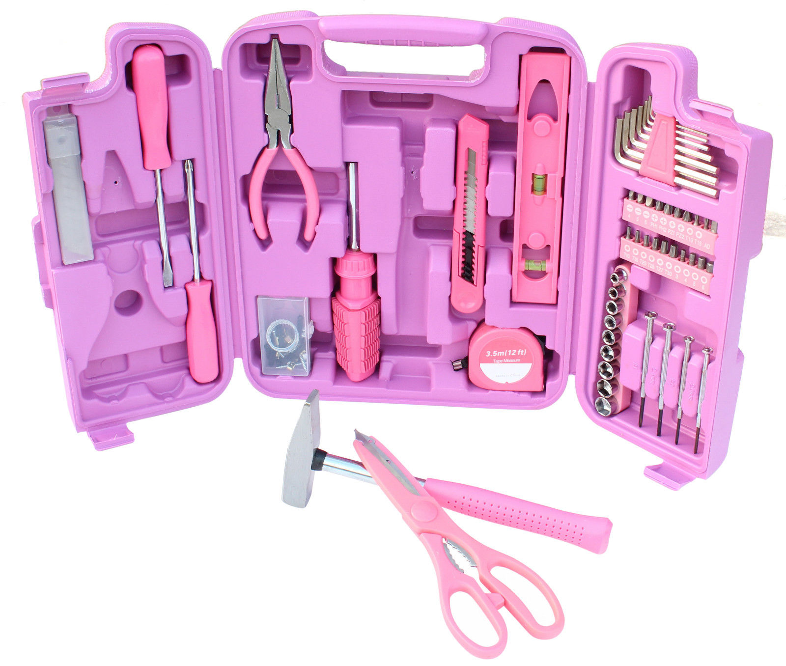 96 Teilig Werkzeugset Pink Werkzeug Werkzeugkasten Werkzeugkoffer Werkzeugkiste