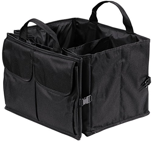 Hama Auto Kofferraumtasche mit Klett, Einkaufstasche faltbar, groß (53 x 38,5 x 27 cm) schwarz
