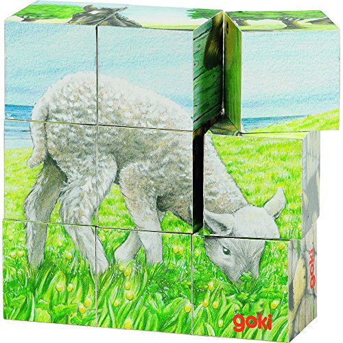 Goki 57607 - Würfelpuzzle - Bauernhoftiere