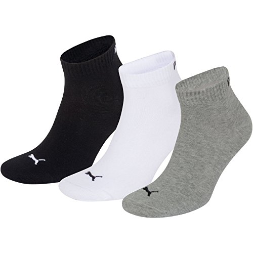 Puma Sport Socken (Ausgewählte. Farben) Unisex Fashion Quarter (3 Paar) M schwarz / weiß / grau