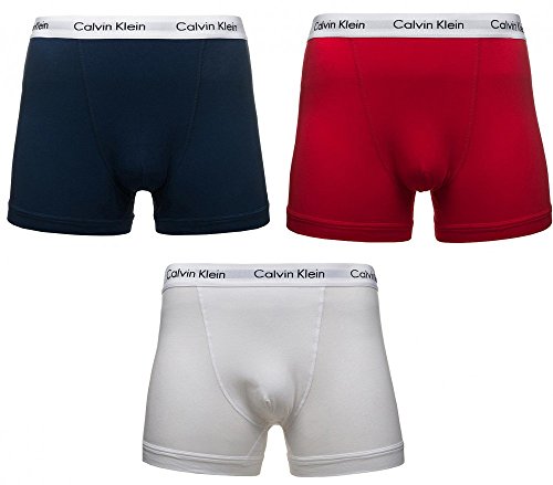 Calvin Klein Cotton Stretch 3 Pack Trunk, Blue/Red/White Multi Large