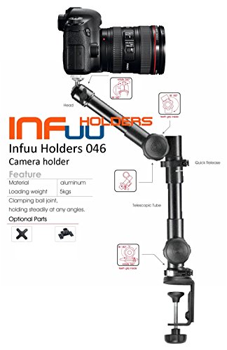Infuu Holders 046 Halterung für Kamera Camcorder Video FotoStativ Ständer universal mit Tischklemme aus Metall
