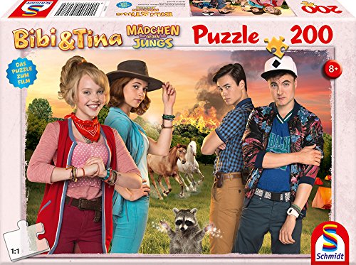 Schmidt Spiele Puzzle 56178 Bibi und Tina, Puzzle zum Film 3, Mädchen gegen Jungs, 200 Teile
