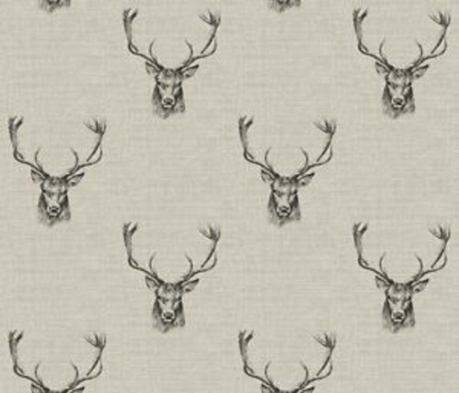 Fryett's Stags Stag Heads 100% Cotton Curtain & Blind Upholstery Fabric 