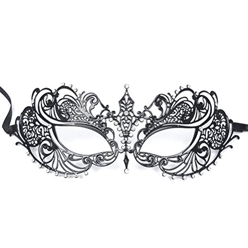 Tinksky Damen Sexy Metall Laser Geschnittene Venezianische Maske Für Halloween-Party (Schwarz)