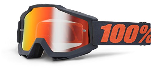 100 % PROZENT ACCURI MATTE GUNMETAL BRILLE GOGGLE 2014 MOTOCROSS CROSS MTB QUAD ATV SUPERMOTO (Rot Verspiegelt)