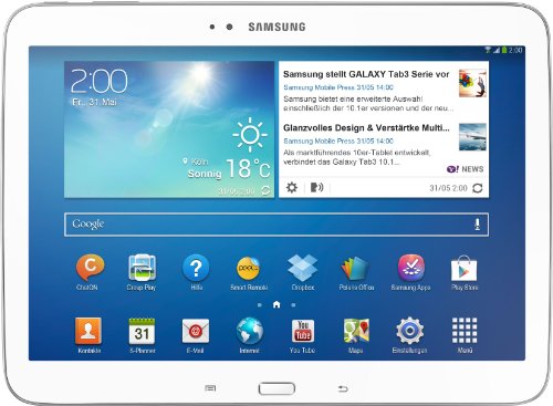 Samsung Galaxy Tab 3 25,7 cm (10,1 Zoll) Tablet (Intel Atom Z2560, 1,6GHz, 1GB RAM, 16GB interner Speicher, 3,2 Megapixel Kamera, WiFi, Android 4.2) weiß