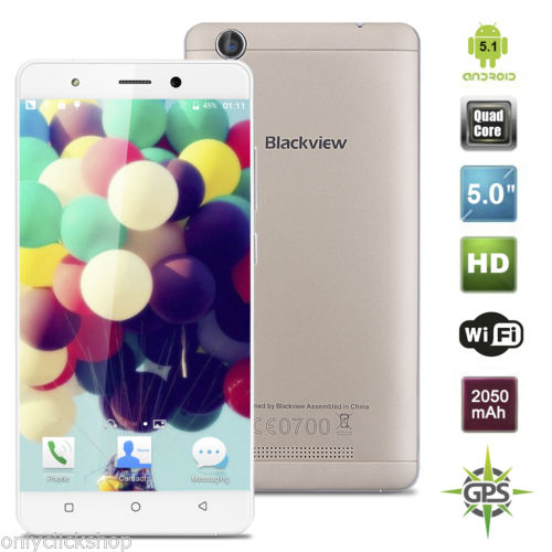 Blackview A8 5.0 inch HD Smartphone Android 5.1 Quad-core 1GB+8GB Handy Gold EU