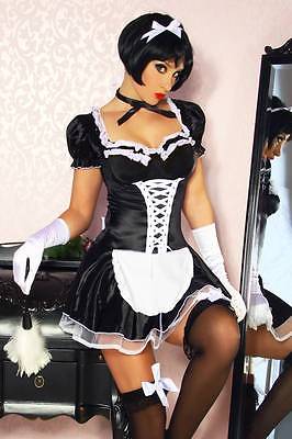 SeXy Dienstmädchen Mini-Kleid Kostüm Zimmermädchen XS-M + L-XL 