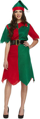 Classic Ladies Elf Costume Fancy Dress Party Christmas Xmas Outfit 
