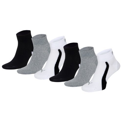 PUMA Unisex Winner Quarter Sport Socken Sportsocken 6er Pack white / grey / black 325 - 43/46