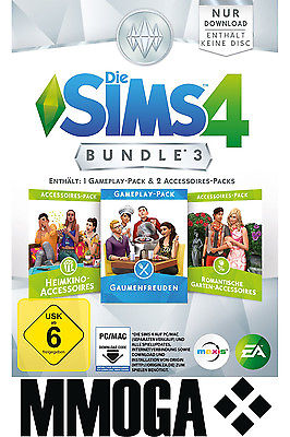 Die Sims 4 Bundle 3 Gaumenfreuden Heimkino Romantische Garten Pack EA Origin PC