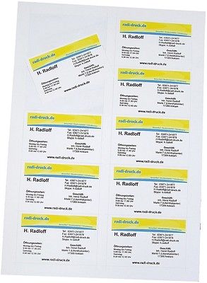 20 Bögen Visitenkarten Papier 85x54 mm mit je 10 Karten glatt für Laser Tinte