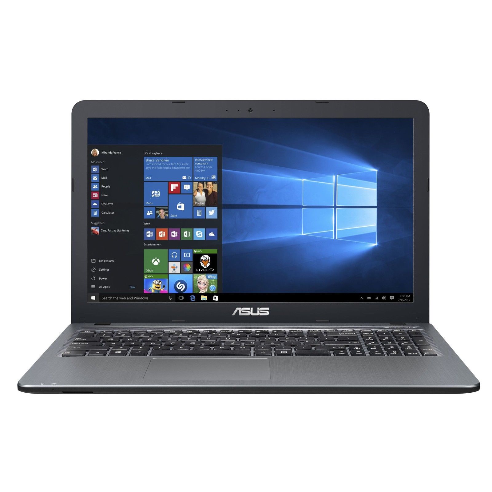 Asus Notebook 15,6 Zoll - Intel Core 2,48 GHz - 500 GB - USB 3.1 Windows 10 Pro