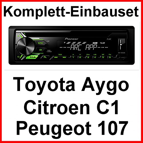 Komplett-Set Toyota Aygo Citroen C1 Peugeot 107 DEH-1900UBG Autoradio USB FLAC