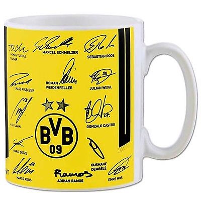 BVB Borussia Dortmund Kaffeebecher Becher Tasse Unterschriften 2016/2017 Neu