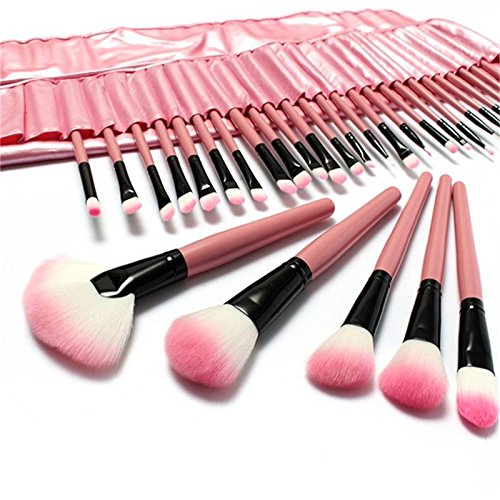 Pinselsets Make-up Pinsel Set 32 Stück Rosa Kosmetik Bürsten mit Pouch und Sponge Geschenk Kit von LuckyFine