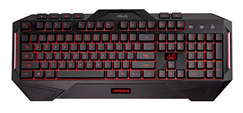Asus Cerberus Gaming Tastatur (beleuchtet, 12 Makro Tasten, USB, deutsches Layout) schwarz