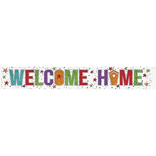 Amscan 9900049 Folien-Spruchband, 2,7 m, Aufschrift „Welcome Home“ (Willkommen Zuhause), Holografisches Spruchband