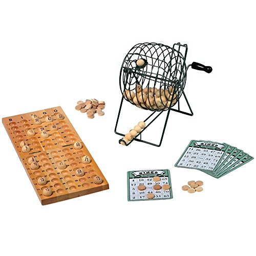 Small Foot Company 1831  Bingospiel ab  6 Jahren mit 24 Spielkarten, 75 Kugeln und 150 Spielchips aus Holz und Bingotrommel