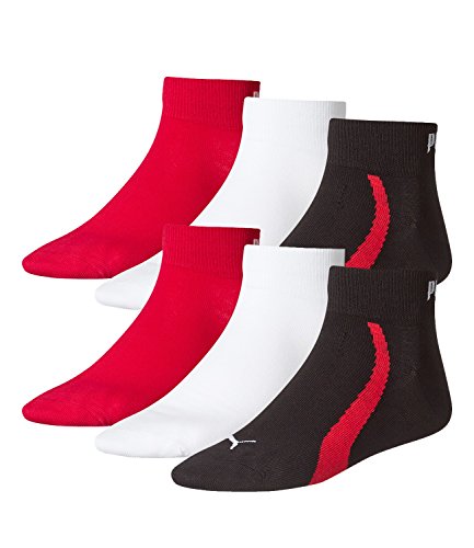 PUMA Unisex Winner Quarter Sport Socken Sportsocken 6er Pack black / white / red 852 - 43/46