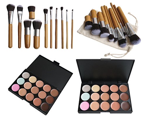 15 Farbe Makeup Concealer Palette +11stk Profi Pinsel Set Contour Kosmetik