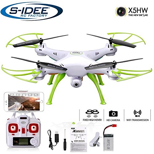 s-idee® 01632 X5HW Quadrocopter Syma Wifi HD Kamera FPV Höhenstabilisierung, Headless Mode VR möglich, Drohne 360° Flip Funktion, 2.4 GHz mit Gyro, 4-Kanal, 6-AXIS System Drone mit Camera 720p