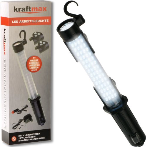 Kraftmax W1000 Hochleistungs LED Arbeitsleuchte Worklight kabellos inklusive Akku Netzteil 12 V KFZ Ladegerät 42267953
