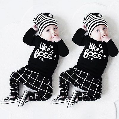 Neugeborenes Baby Jungen Kinder Freizeit Langarmshirt+Hose Outfits Kleidung Sets