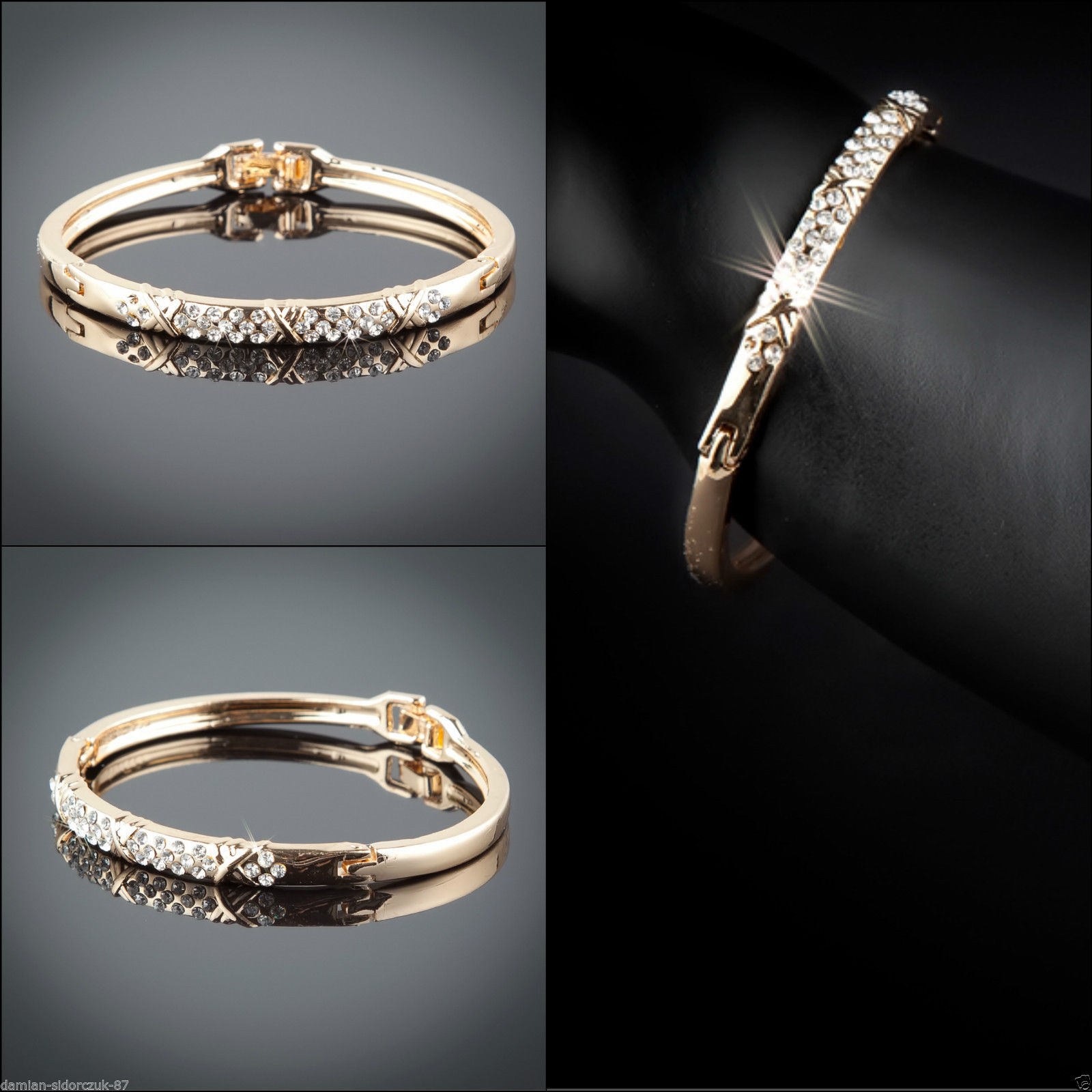 Klassik Gold Kristall Armreif Armband Swarovski Elements Etui Original Design 49