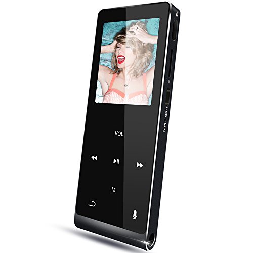 MP3 Player KlangTop 8G Bluetooth MP3 Player MP4 Player mit Berührungsbildschirm 50 Std. Wiedergabe FM Radio Mikro SD Aufnahme Schrittzähler