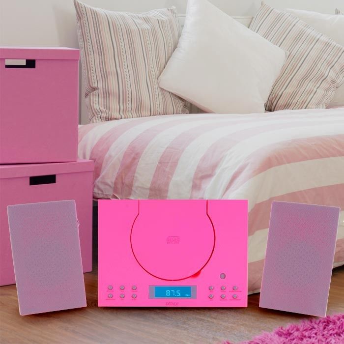 Hifi Audio Sound Musik Stereo Kinder Mädchen Anlage CD-Player Radio AUX-IN pink