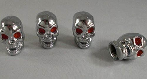 Ventilkappen Totenkopf 2 Stück, Skull, Farbe Chrom aus Messing, Ventil, Kappen wadle-shop ®