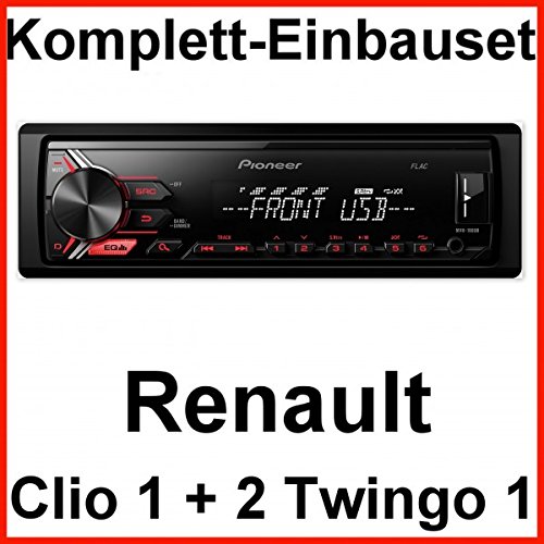 Komplett-Set Renault Clio 1 2 Twingo 1 Pioneer MVH-190UB Autoradio USB MP3 FLAC