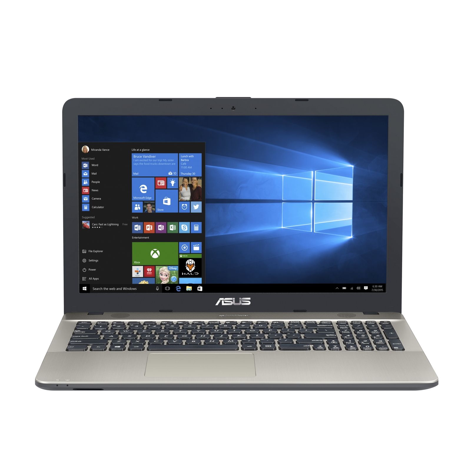 Asus Notebook 15,6 Zoll - Intel Core 2,48 GHz - 500 GB - USB 3.1 Windows 10 Pro