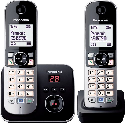 Panasonic KX-TG6822GB DECT Schnurlostelefon (4,6 cm (1,8 Zoll) Grafik-Display, Anrufbeantworter) schwarz