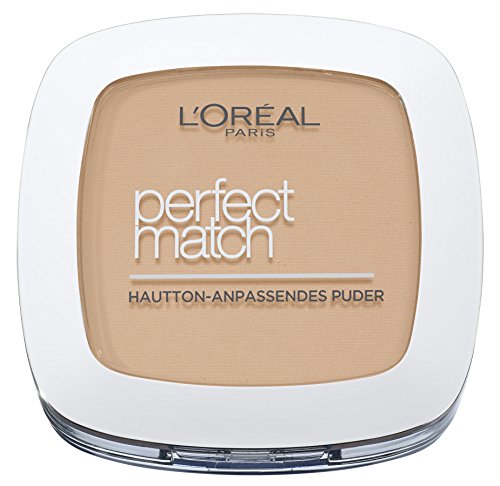 L'Oréal Paris Perfect Match Compact Puder, W5 Golden Sand / Make Up Puder mit individueller Deckkraft und LSF, für jeden Hauttyp / 1 x 9 ml