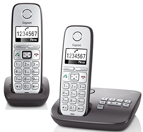 Gigaset E310A Duo Dect-Großtasten-Schnurlostelefon mit Anrufbeantworter (inkl. 1 zusätzlichen Mobilteil) anthrazit